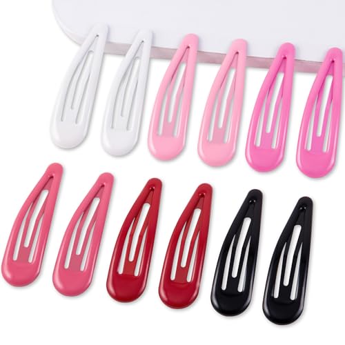 Water Drop Snap Hair Clips - 12 Pack No Slip Barrettes for Women