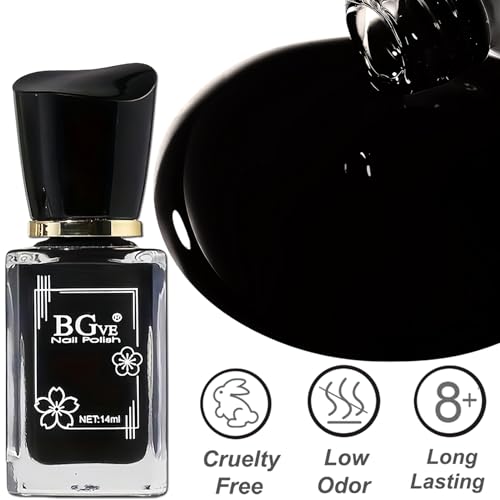 Black Quick Dry Nail Polish - Long Lasting, Chip Resistant, 14ML
