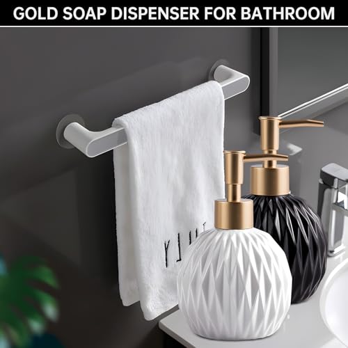 Black Ceramic Gold Soap Dispenser for Bathroom & Kitchen - 400ml