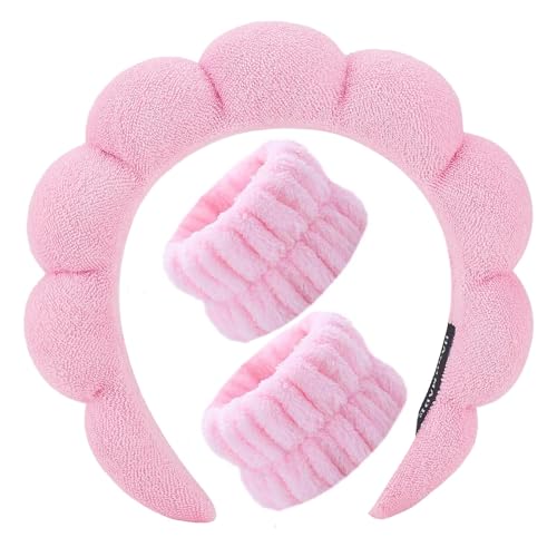 Soft Spa Headbands & Wristbands Set for Makeup & Skin Care