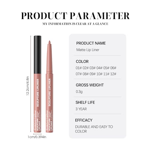 Hxssll 09# 12 Colors Matte Lip Liner Pencil Long Lasting Waterproof Smudge Proof