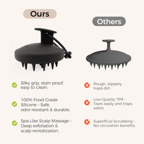 Yulume 2-Pack Black & Green Scalp Massager Shampoo Brush for Deep Cleansing & Hair Growth
