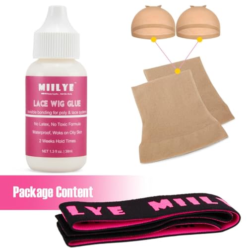 MIILYE Waterproof Lace Wig Glue 38ml Strong Hold Hair Adhesive with Headband