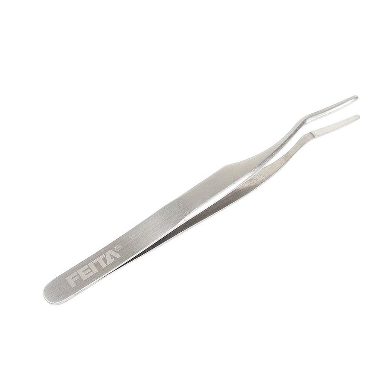 False Eyelash Applicator - FEITA Professional Curved Eyelashes Extension Tweezer for Easy Lashes Application and Removal - Silver - 1Pc