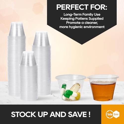 Turbo Bee 1 oz Disposable Medicine Cups - 600 Pack, Clear Measuring Cups