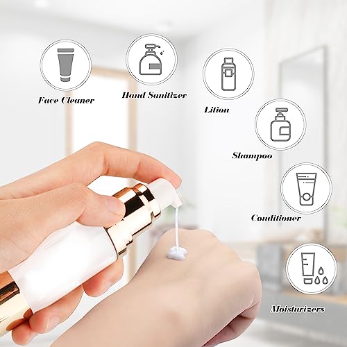 4 Pack 30ml Clear Plastic Airless Pump Bottles with Gold Dispenser for Cosmetics & Skincare