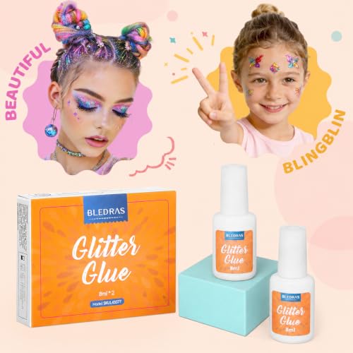 Body Glitter Tattoo Glue - 2 Pack, Non-Toxic & Washable