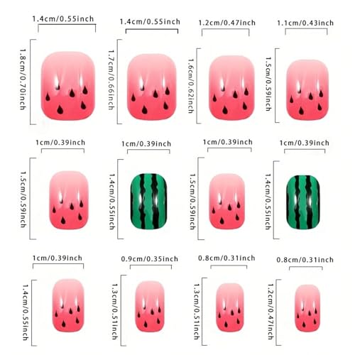Watermelon Press On Nails - Short Square Acrylic Nail Art Set