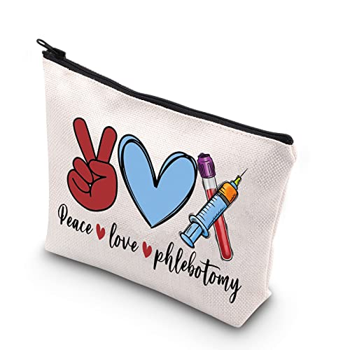 Peace Love Phlebotomy Makeup Bag - Gift for Phlebotomists & Nurses