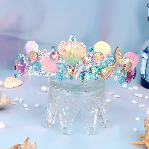Pink Mermaid Crown Tiara for Women - Mermaid Princess Costume Accessory