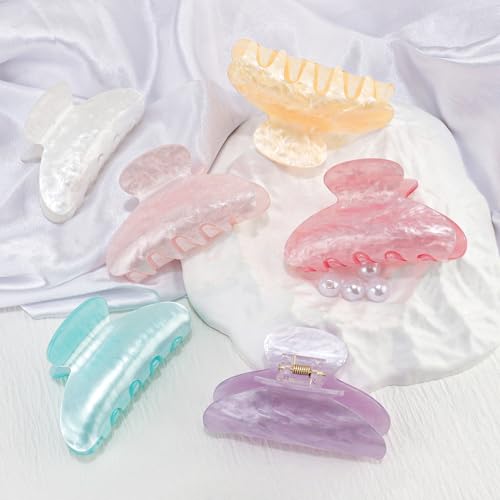 Canitor Marbled Acrylic Hair Claw Clips - 3.25 Inch Non-Slip Hair Clip