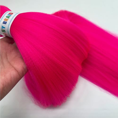 Pre-Stretched Hot Pink Braiding Hair Extensions - 26 Inch Yaki Texture
