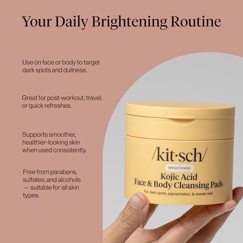 Kitsch Kojic Acid & Turmeric Cotton Pads for Face & Body - 50 Count