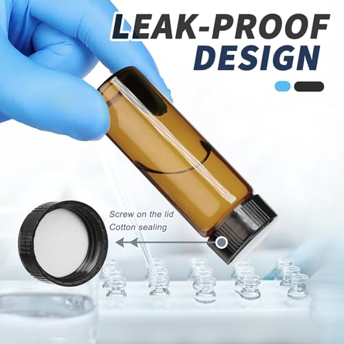 Kesell 30ml Amber Glass Vials with Labels - 12-Pack Leak-Proof