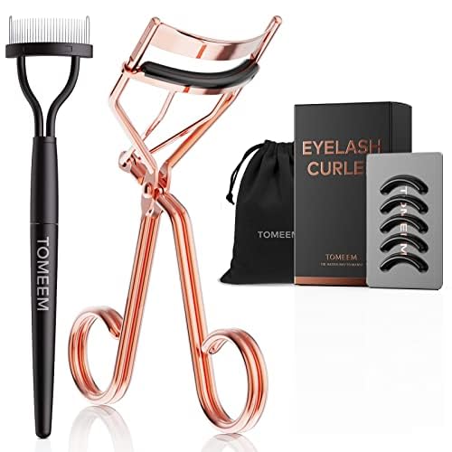 Eyelash Curler Kit - Professional Volumizing Lash Lift Tool with Comb & Refill Pads | Rose Gold