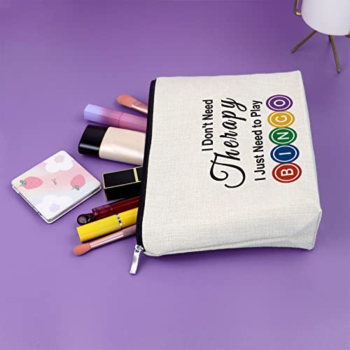 Sazuwu 'I Don't Need Therapy I Just Need to Play Bingo' Cosmetic Travel Pouch - Bingo Lover Gift for Women
