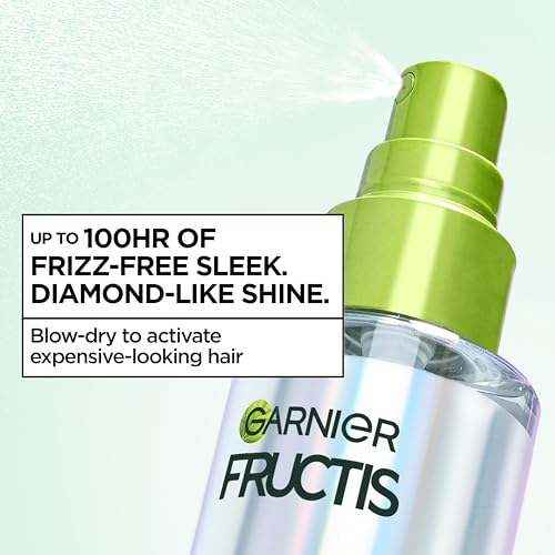 Garnier Fructis Diamond Sleek Hair Shine Spray, Up to 100-Hour Frizz Control, Heat Protectant up to 450¡ÆF with Vegan Keratin Smoothing Complex and Argan Oil for Frizzy, Dry, Dull Hair, 4.6 Fl Oz