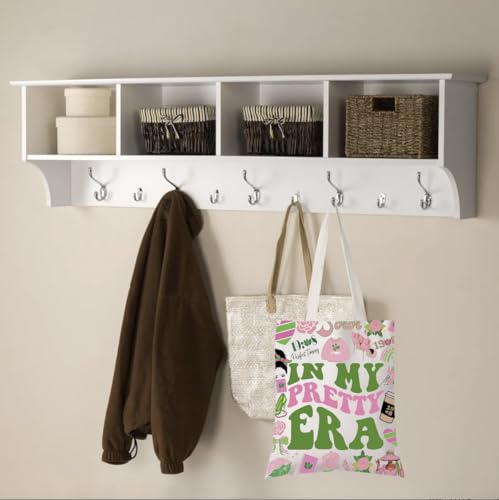In My Pretty Era Pink and Green Sorority Canvas Tote Bag