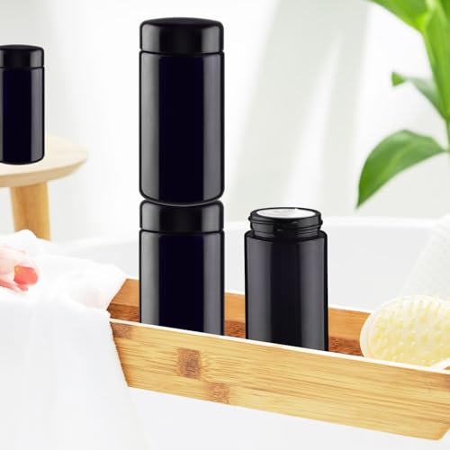 3 Pcs 100ml Black Glass Jars with Lids for Cosmetics & Creams