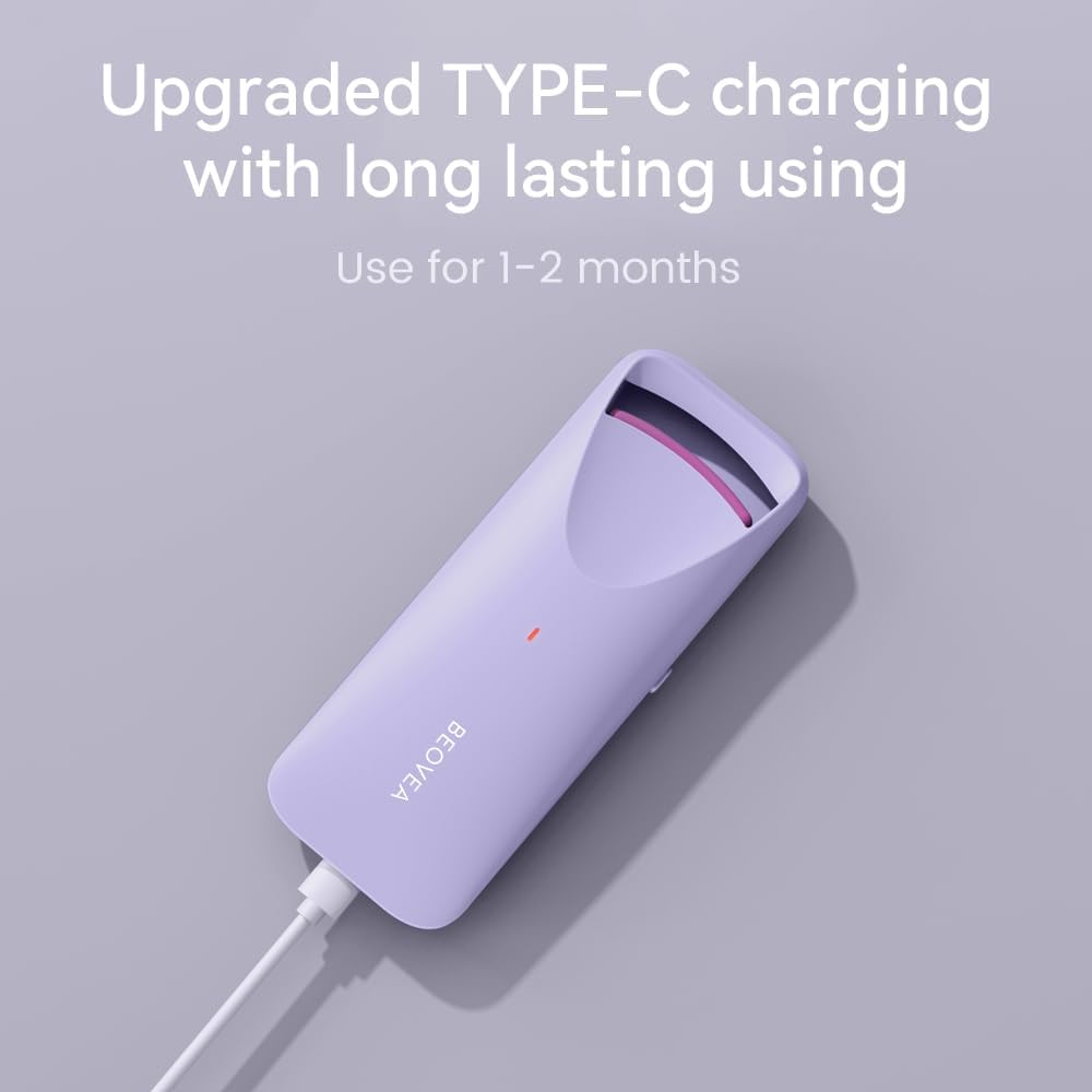 Heated Eyelash Curler - Travel-Friendly Electric Curler with Heat Sensitive Silicone Pad | Fast Heat-Up in 8 Seconds, Rechargeable Mini Size