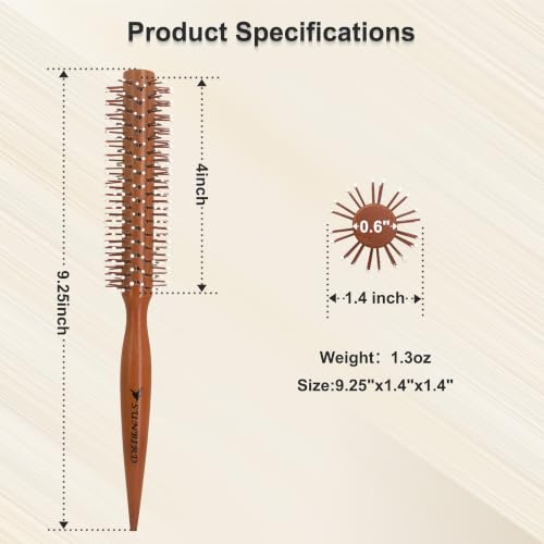 Small Round Hair Brush for Short Hair Styling, Men & Women - SUNBIRD