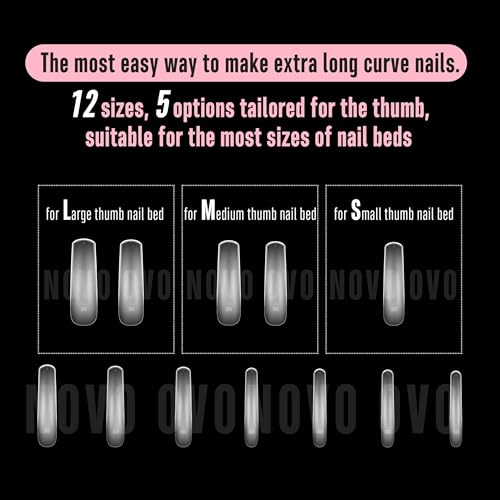 XXL Square Queen Pro Curved Nail Tips - Full Cover Acrylic Nails 240pc