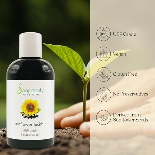 Soapeauty Organic Sunflower Lecithin Liquid Oil 4 fl oz - Pure Natural Skin Care Ingredient