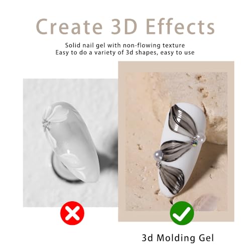 Black 3D Nail Sculpting Gel - Non-Wipe Solid Gel for Art