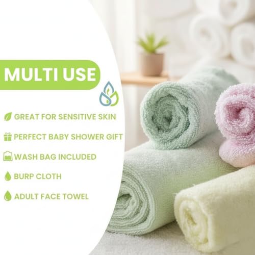 Elves Bamboo Viscose Washcloths - Soft Reusable Face Towels, 6-Pack