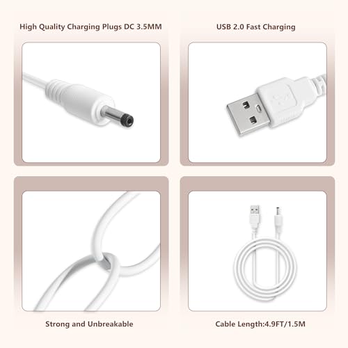 Replacement USB to DC Charger Cable for Finishing Touch Flawless Pedi - 2 Pack
