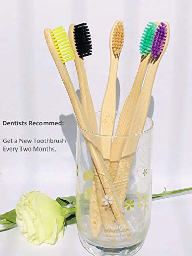 Bamboo Toothbrushes 10 Pack, Medium Soft Bristles BPA Free
