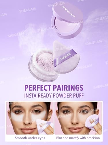 SHEGLAM Insta-Ready Powder Puff - Mauve Purple Makeup Tool for Touch-Ups