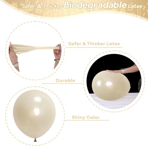 18-Inch Pearl White Sand Balloons - 12 PCS Extra Large Latex for Weddings & Parties