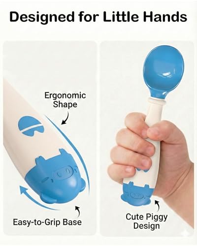 Deejoy Baby Fork and Spoon Set with Travel Case - Silicone Grip