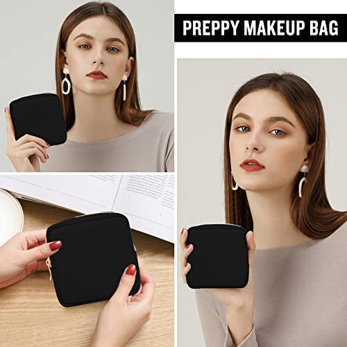 Black Mini Nylon Makeup Bag - Waterproof Cosmetic Organizer Pouch