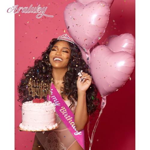 Silver & Pink Birthday Crown & Sash for Women & Girls - Party Tiara Set