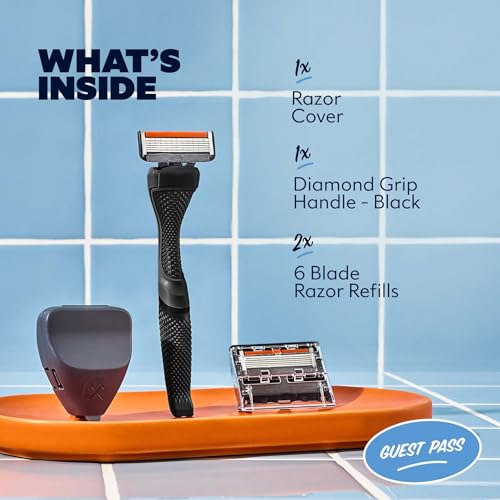 Dollar Shave Club 6-Blade Intro Razor Kit - Black Handle with 2 Refills