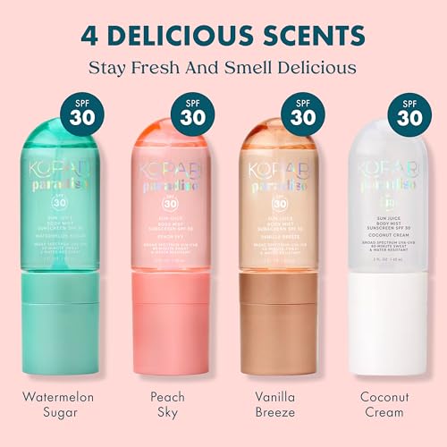 Kopari Paradiso Sun Juice SPF 30 Body Mist - Coconut Cream, Water-Resistant, Non-Sticky, 80-Minute UV Protection