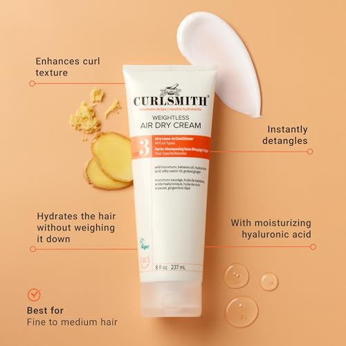 CURLSMITH Weightless Air Dry Cream – Leave In Conditioner for Curly Hair