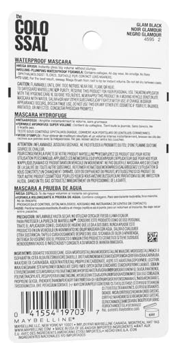 Maybelline Volum' Express Colossal Waterproof Mascara Glam Black 0.27 Fl Oz Pack of 2