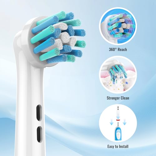 Cross Action Replacement Heads for Oral-B – 360° Angled Bristles, 12-Pack