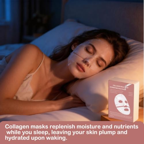 Anweina Overnight Collagen Face Mask, Anti-Aging Hydrating Treatment (8 Pack)