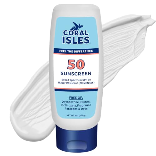 Coral Isles SPF 50 Sunscreen Lotion 6 Fl Oz No Whitecast Water-Resistant Broad Spectrum