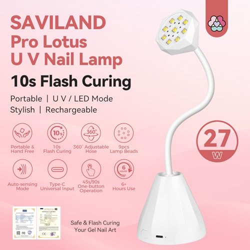 SAVILAND Yellow 27W UV Nail Lamp with Smart Sensor & 10s Flash Cure