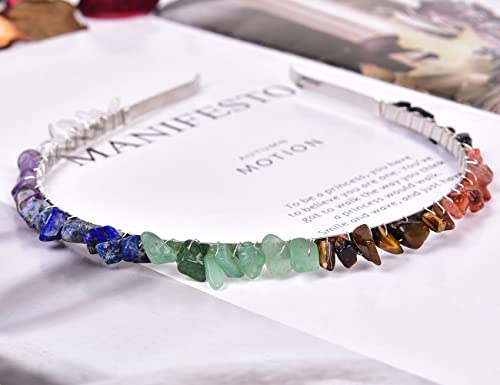 7 Chakra Crystal Crown Headband - Handmade Raw Quartz Tiara for Weddings & Parties
