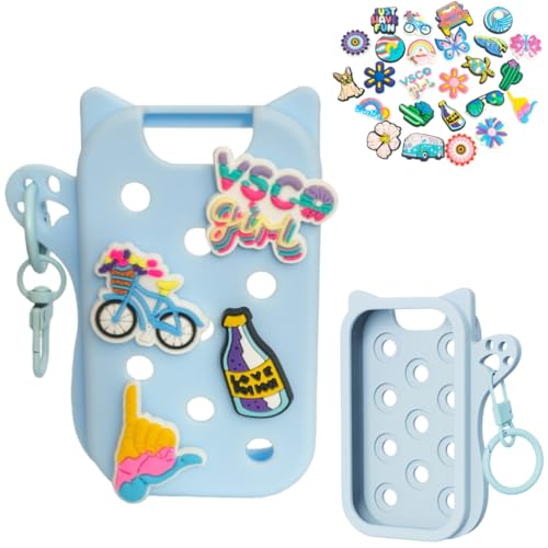 Frezonika Hand Sanitizer Case with 25 Summer Charms for Touchland 1oz Blue Case - Cat Design