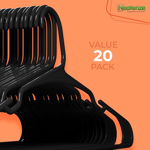 Neaterize Plastic Clothes Hangers 20 Pack - Space Saving Design