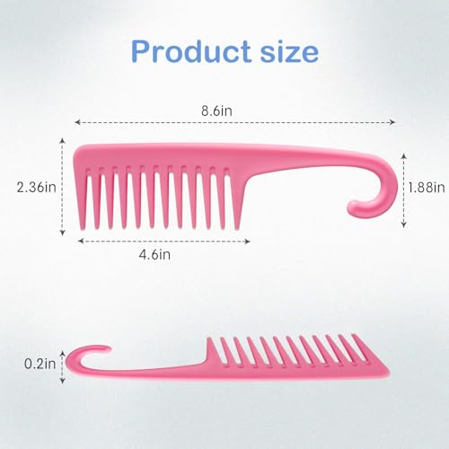 Wapodeai Wide Tooth Comb for Curly Hair - Pink Shower Comb