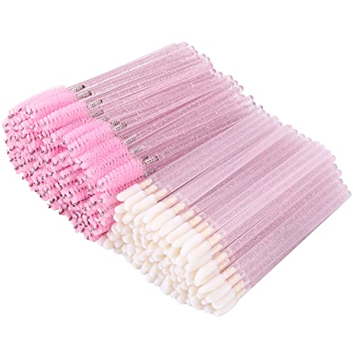 Tbestmax 200 Disposable Mascara Wands & Lip Applicators - Pink