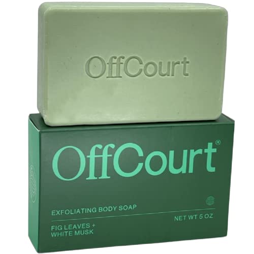 OffCourt Exfoliating Body Soap with Fig Leaves & White Musk - 5 oz - Vegan, Moisturizing, Deep Cleansing, Unisex